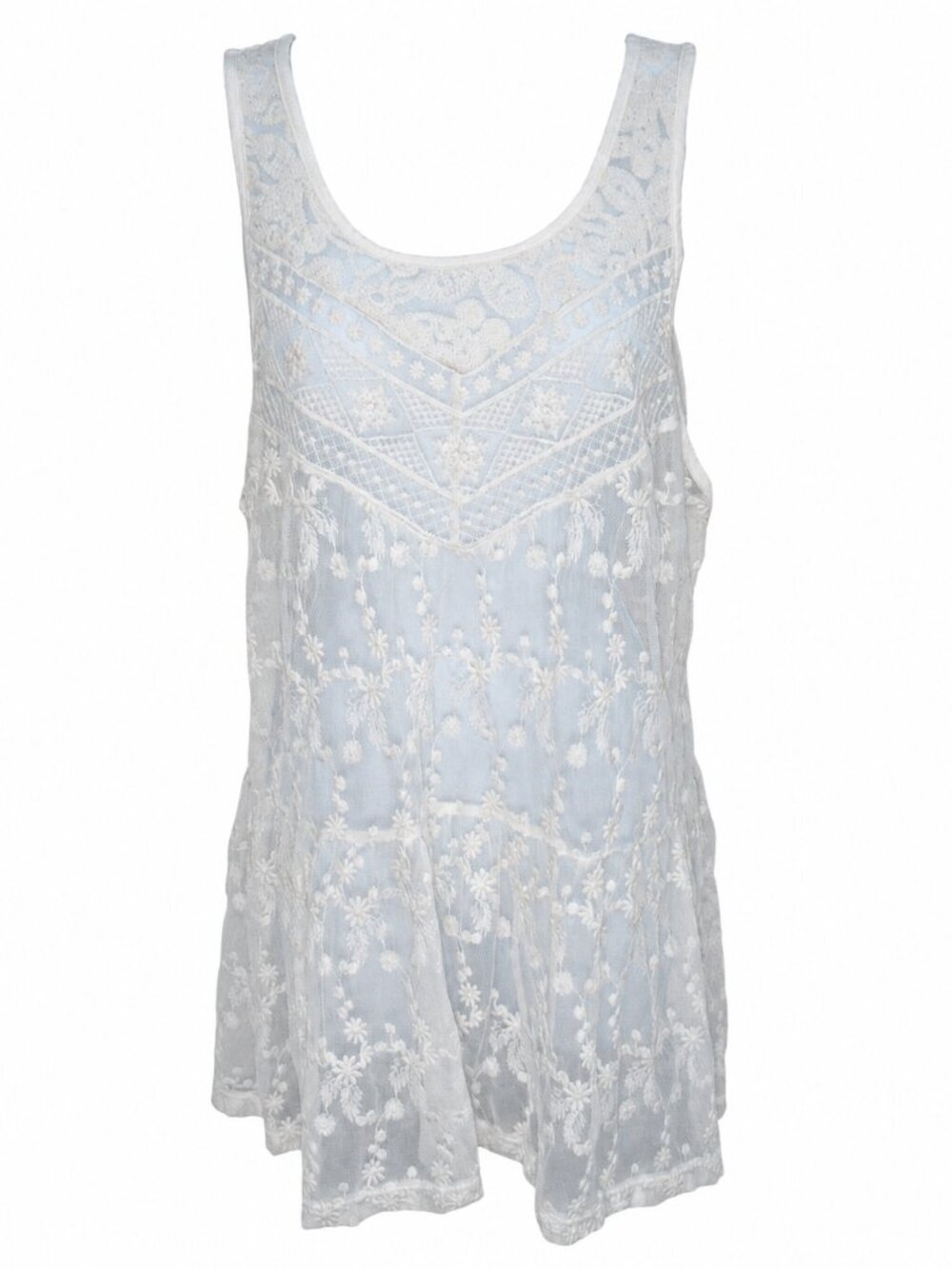 Express Sheer Embroidered Lace Peplum Top | Size Medium